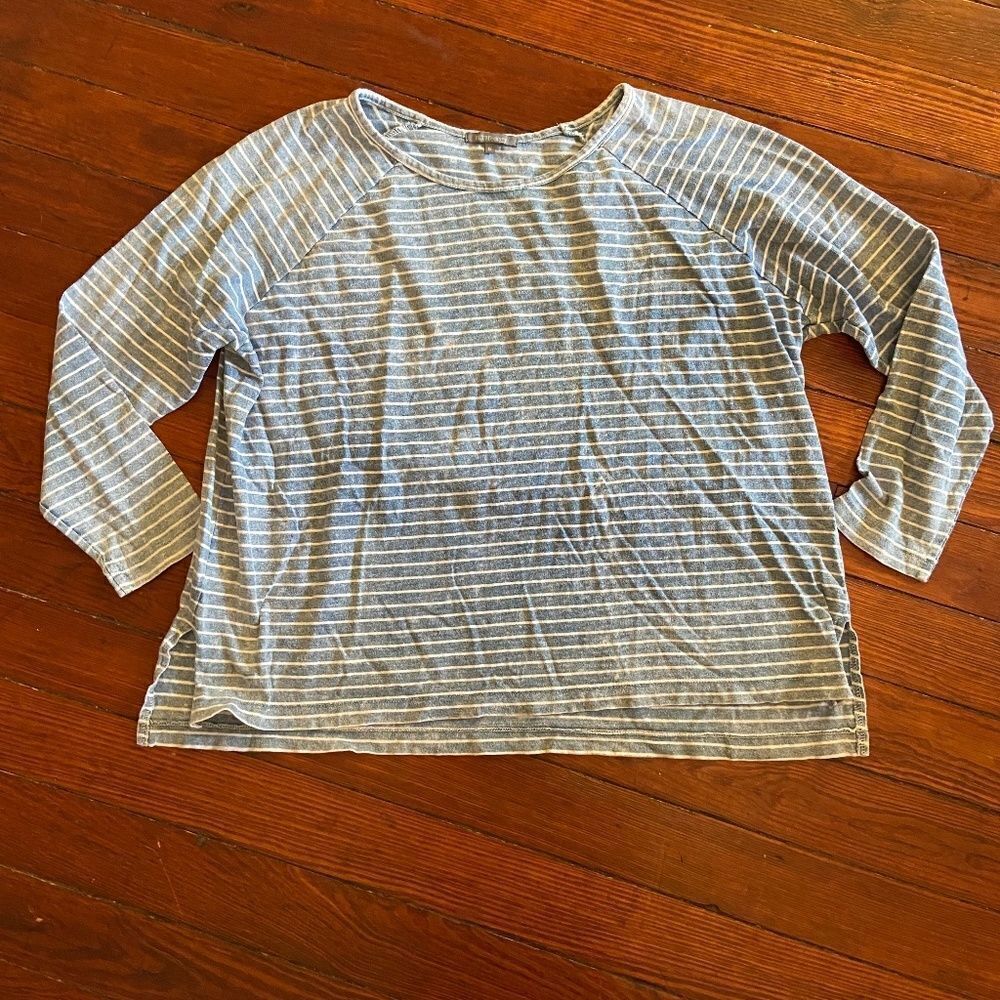 Retro-ology 1XL Blue & White T-Shirt Long Sleeved